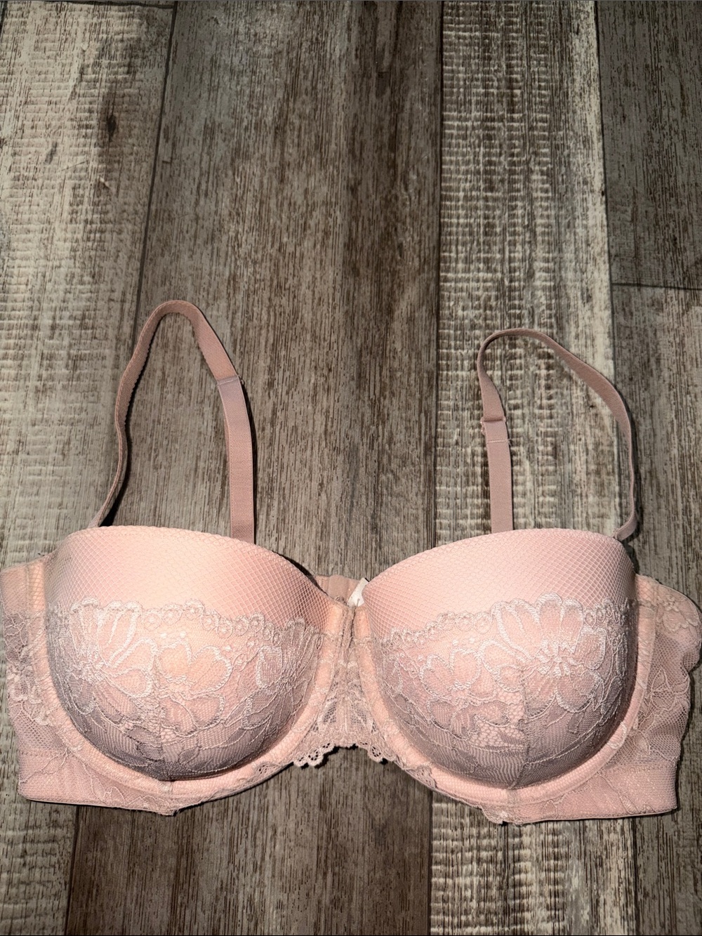 MAIDENFORM Light Pink/beige Lace Underwire Strapless Convertible Bra-size 38D